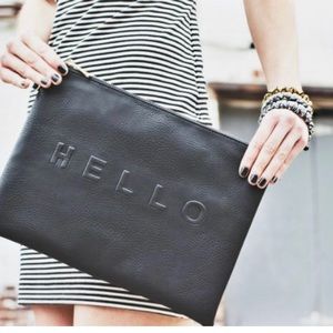Hello/Goodbye Faux Leather Clutch